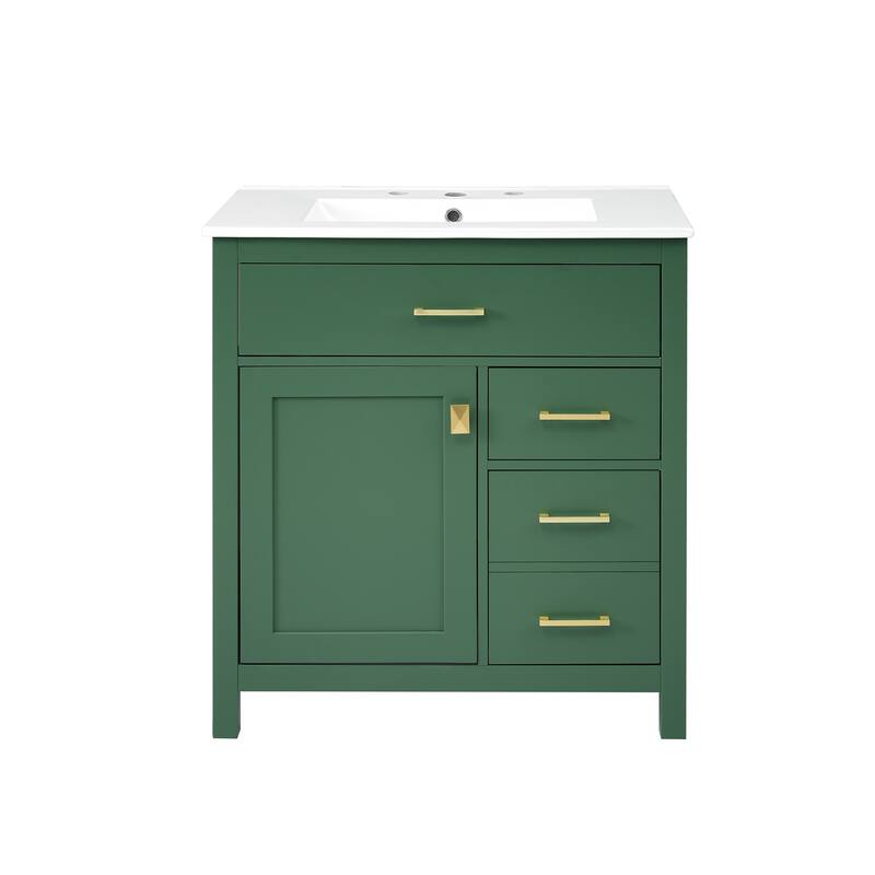 30 in. W x 18.3 in. D x 33.6 in. H Single Sink Freestanding Bath Vanity with White Ceramic Top