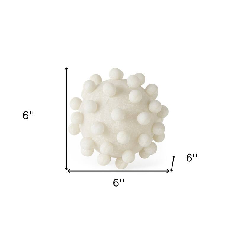 HomeRoots 6" Ivory Resin Knobby Nubs Orb Tabletop Sculpture