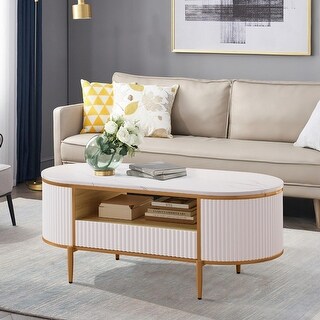 Modern Luxury Fluted Coffee Table - Bed Bath & Beyond - 43348898