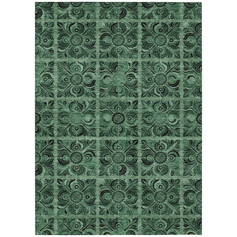 HomeRoots Medallion Transitional Rectangle Outdoor Rug