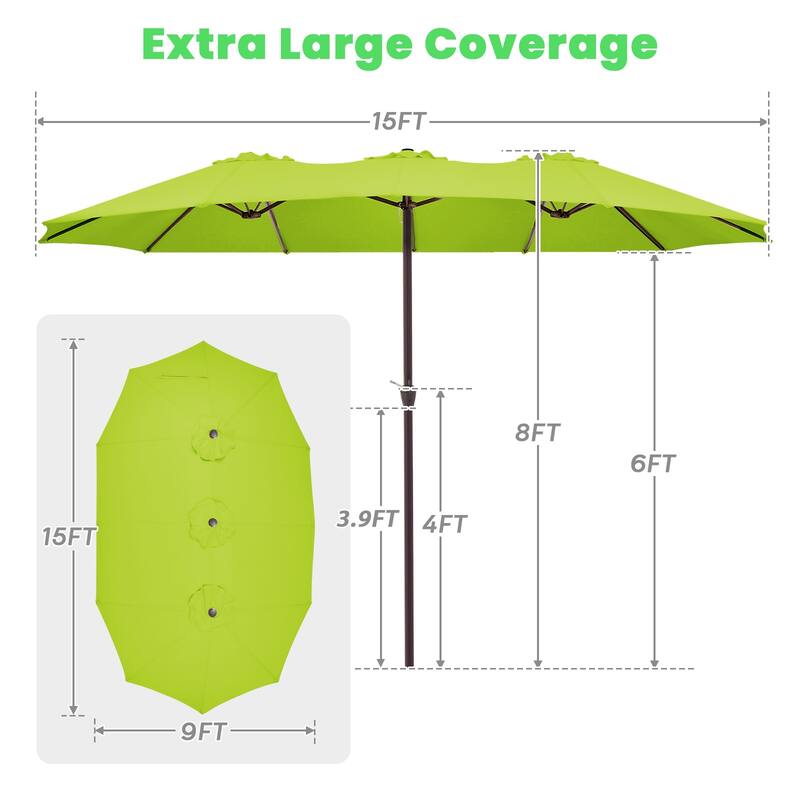 15ft Steel Navy No Tilt Market Patio Umbrella without Base