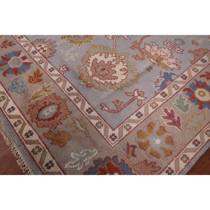 Blue Oushak Indian Area Rug Hand-Knotted Wool Carpet - 7'11"x 10'0"