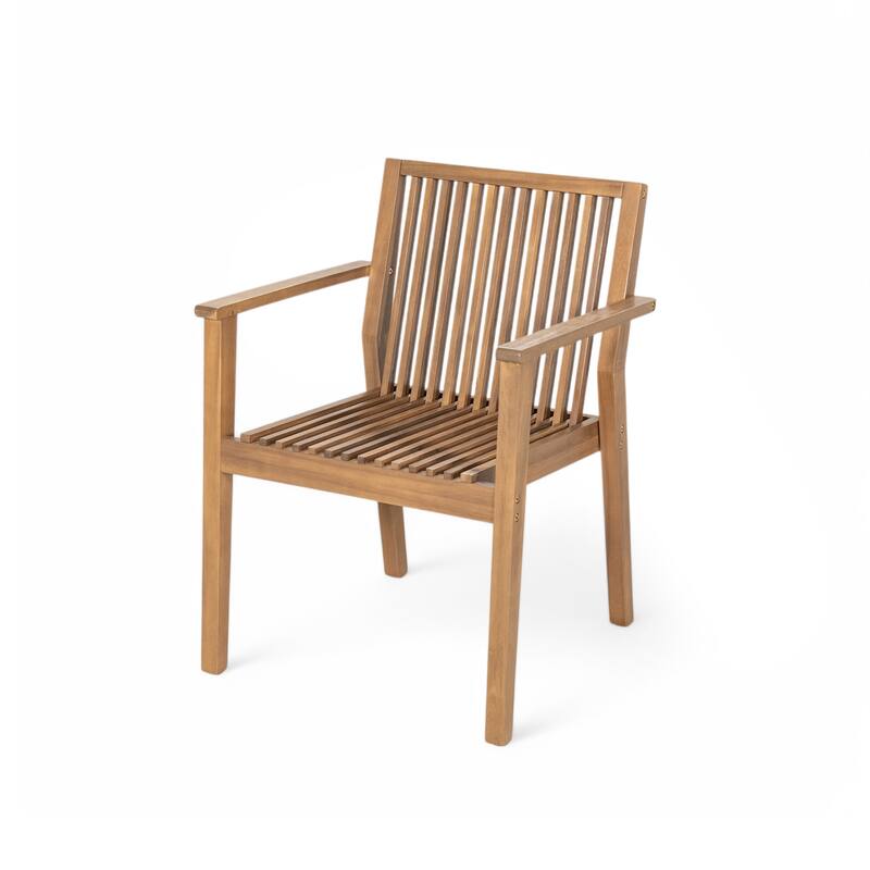 Patio Dining Chair Set of 2 - Sturdy Acacia Wood, Comfortable Waterproof Seating, 400 lbs Capacity