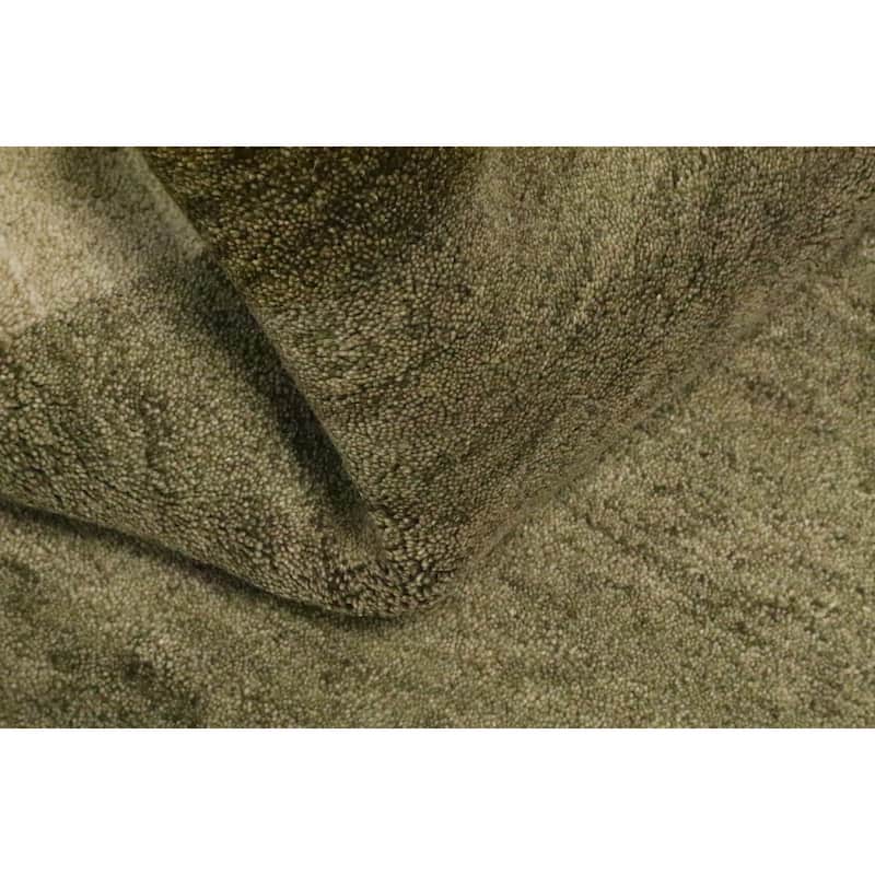 Hand Knotted Oriental 100% Wool Carpet Modern Geometric Green Gabbeh Area Rug - 6' 0'' X 4' 0''