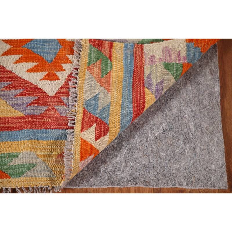 Reversible Kilim Accent Rug Flatweave Geometric Wool Carpet - 3'5"x 5'2"