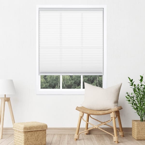 slide 2 of 5, 48-inch White Light-filtering Cordless Cellular Shade