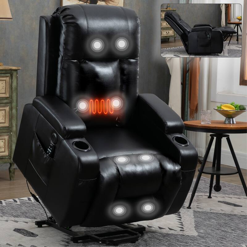 Infinite Position Power Lift Recliner Chair for Elderly, with 8-Point Vibration Massage and Lumbar Heating, USB Charging Port
