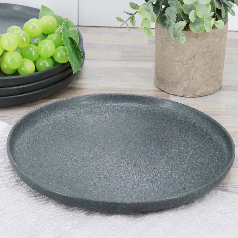 Our Table Landon 4 Piece 8.4 Inch Round Stoneware Salad Plate Set in Truffle