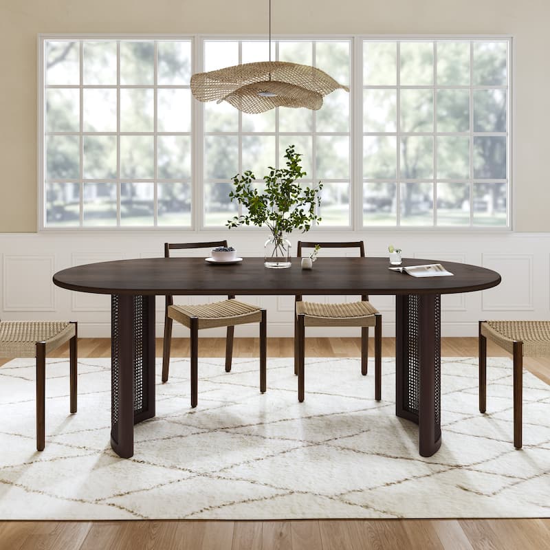 Oval Wood Dining Table Double Pedestal Kitchen Table