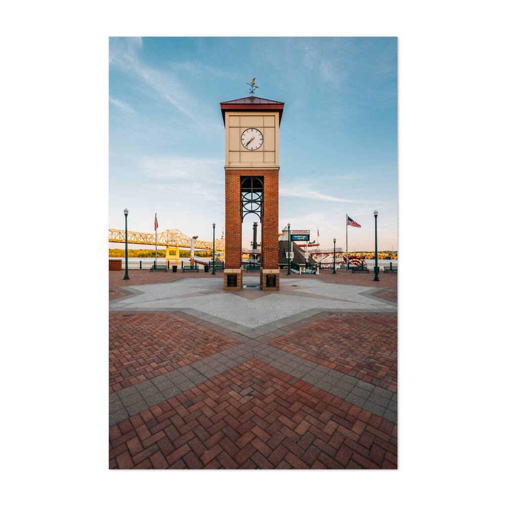 Peoria Illinois The Waterfront Clock Tower Cityscape Art Print/Poster
