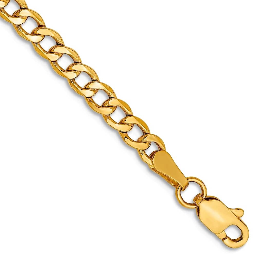 Curata 14k Yellow Gold 9" Mens Semi-solid Curb Link Chain Bracelet
