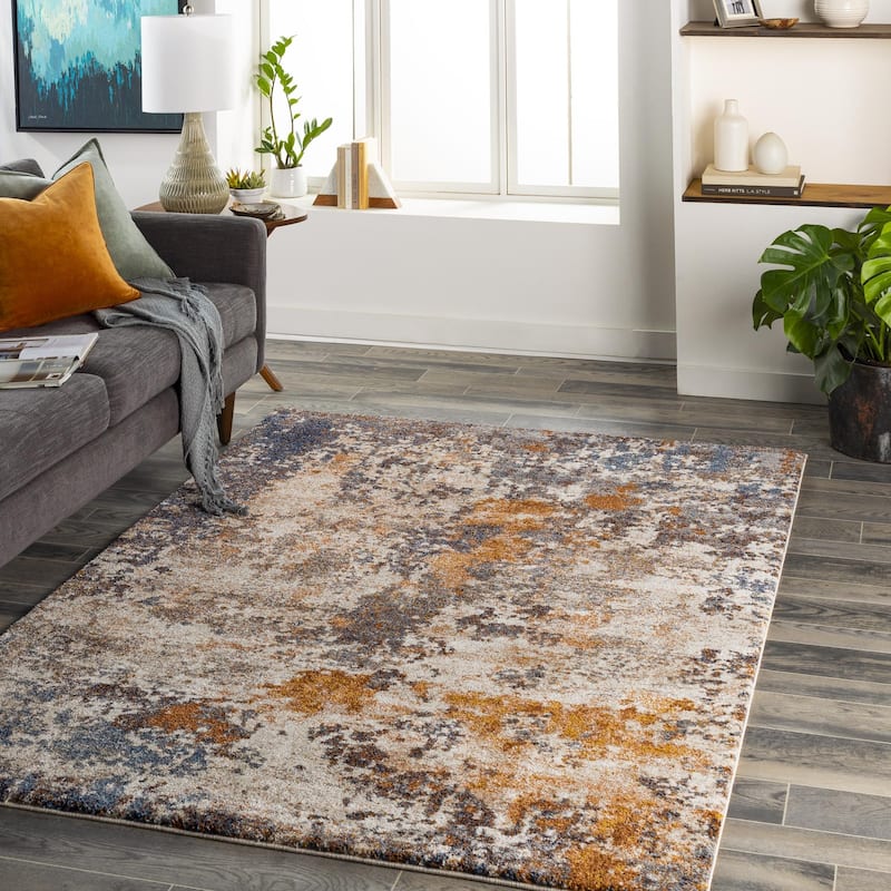 Siva Minimalist Abstract Area Rug - 4'3" x 5'7" - Rust