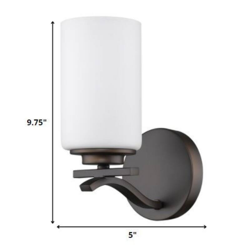 Modern Flush Mount Wall Sconce with White Opal Glass Shade and Dimmable E26 Light Fixture - 9.75" H x 5" W x 6.5" D