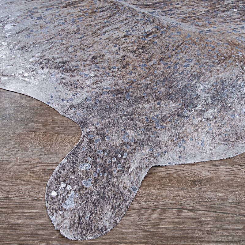 Handmade Vail Moonstone Cowhide Leather Area Rug - 7' x 7'4"