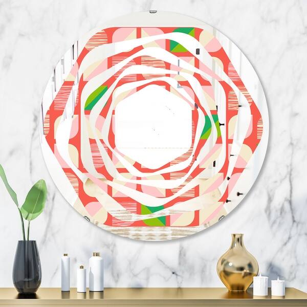 Designart 'Abstract Retro Geometric Pattern VIII' Printed Modern Round ...