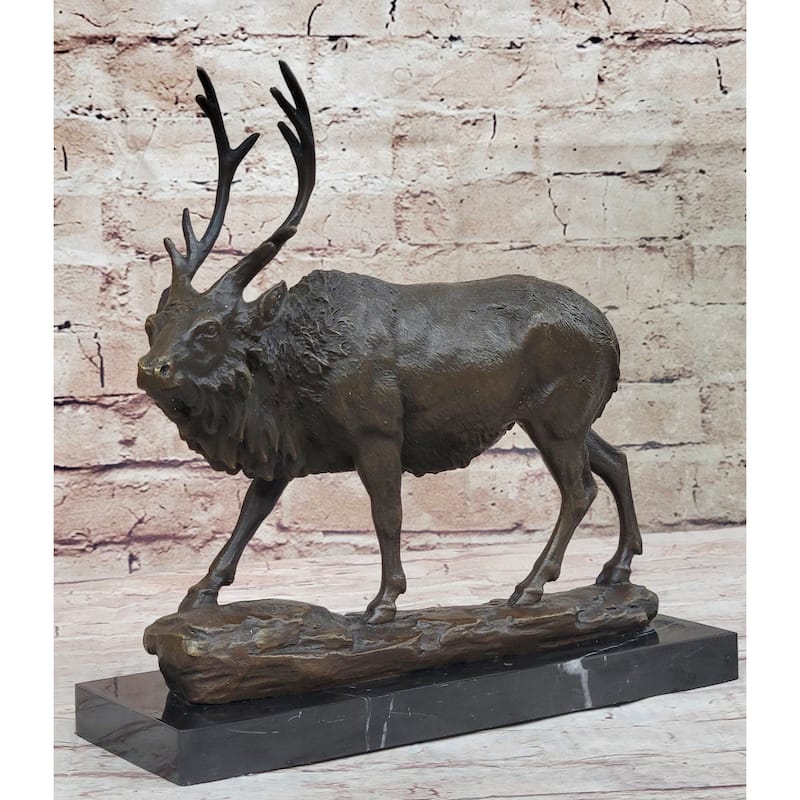 Signed Milo Male Deer Stag Buck Wildlife Bronze Sculpture Statue Figurine Art