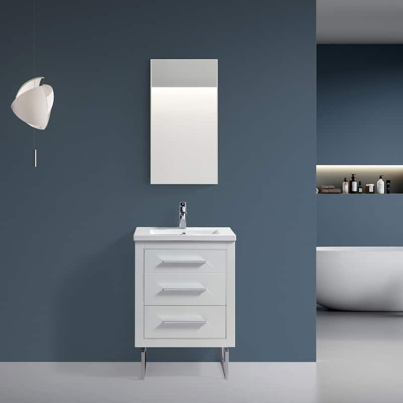 LaLa 24" Single Vanity Set - White with Chrome Trim