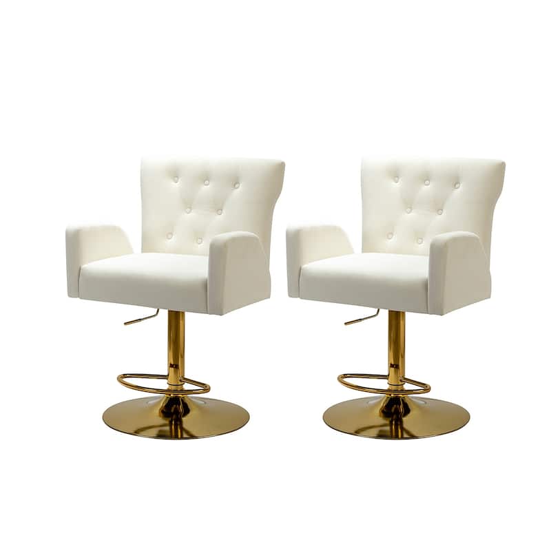 Loreto Modern Tufted Velvet Swivel chair with Adjustable Height Set of 2 by HULALA HOME