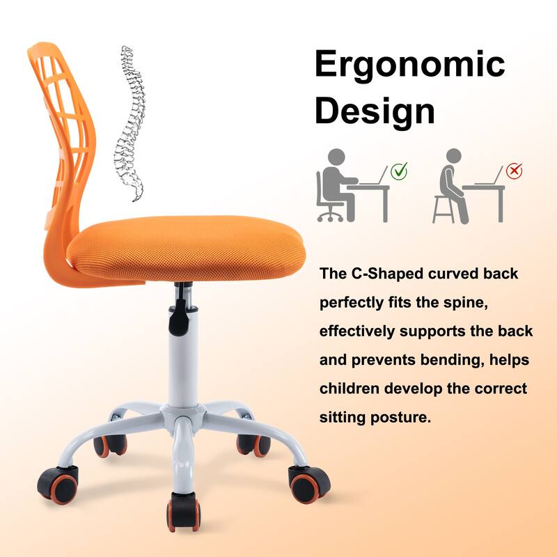Mesh Ergonomic Swivel Armless Kids Study Chair with Adjustable Height