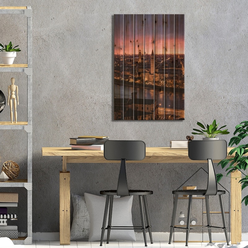 Sunset In Verona Print On Wood by Enzo Romano - Multi-Color