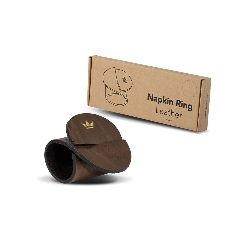 Napking Ring Leather 4 Pk Vintage Brown