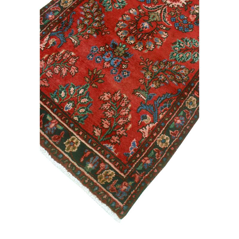 Fine Vintage Distressed Thiago Red/Charcoal Runner - 3'4" x 8'7"