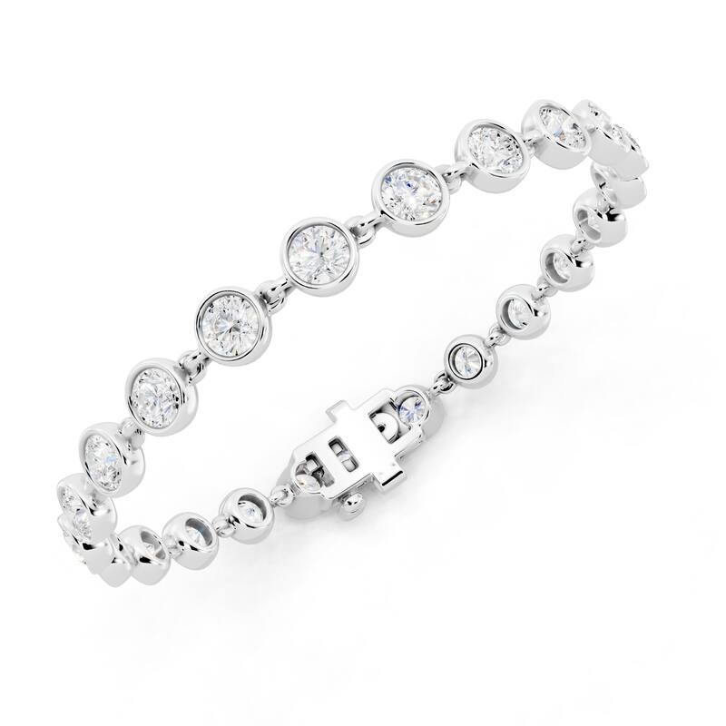 Auriya 14K Gold Round Lab Grown Diamond Station Tennis Bracelet 4 2/5 ct. tw. (E-F VS)