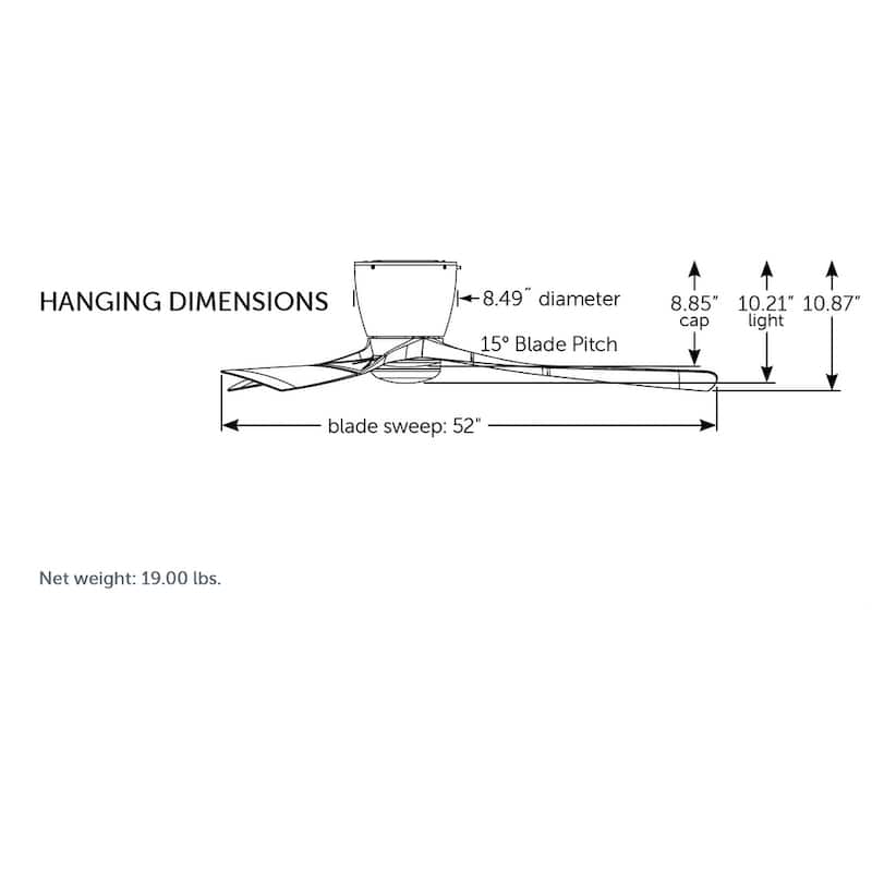 Fanimation Klinch 52 inch Indoor/Outdoor Ceiling Fan with LED Light Kit and Remote - Brushed Nickel