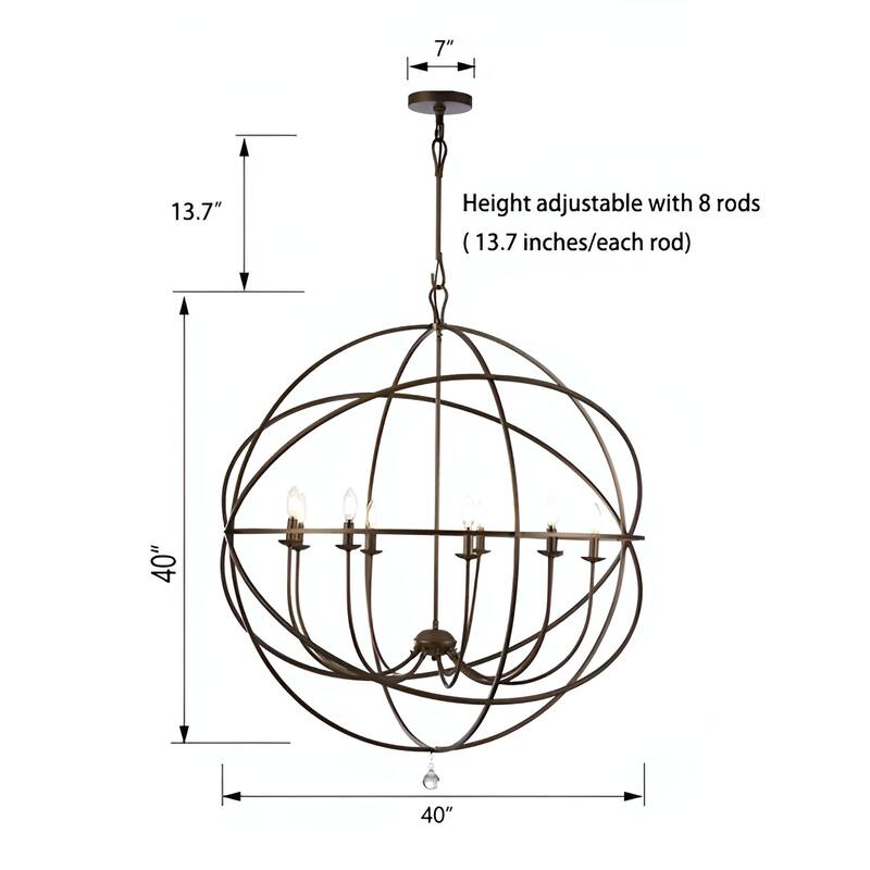 9 - Light Large Dimmable Globe Chandelier Oversized