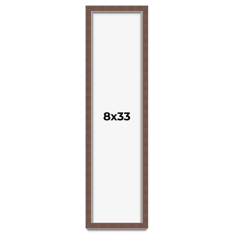 8x33 Shadow Box Frame Brown | 1.125 inches Deep Real Wood Rustic