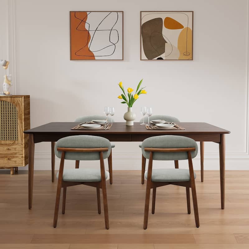 Flannelette Upholstered Dining Chair with Walnut Solid Wood Legs, Armless Chair Set of 2 for Kitchen, Restaurant, Living