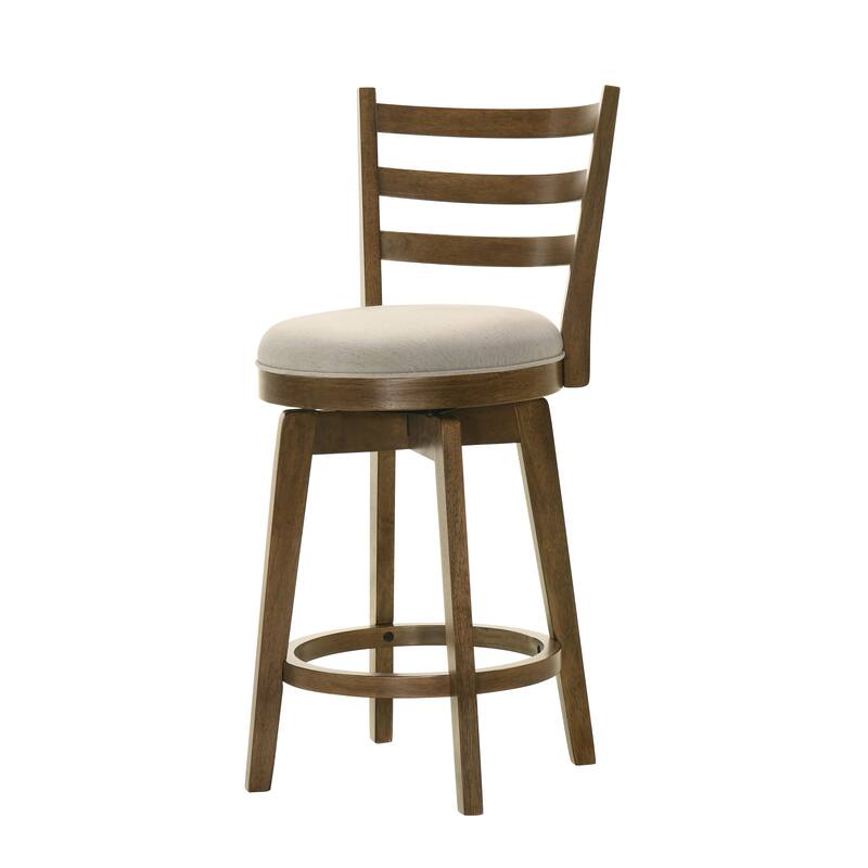 Joplin 20.5" Walnut Ladder Back Counter Height Swivel Chair