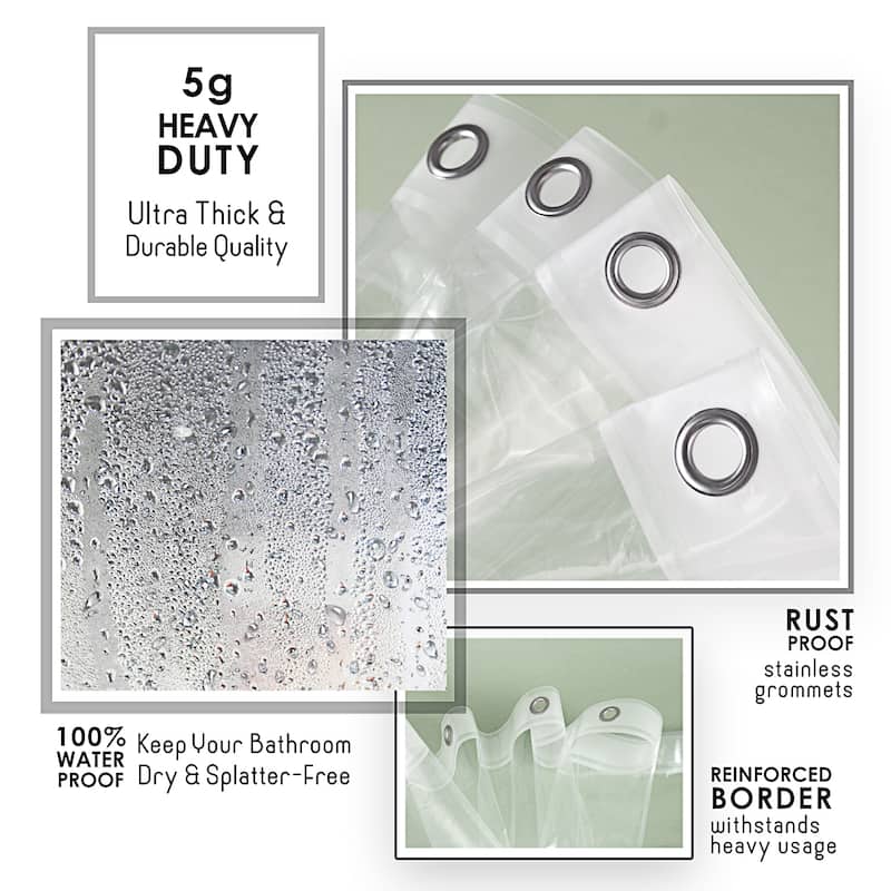 Empyrean Heavy Duty 5G Thick Scum Resistant Shower Curtain Liner