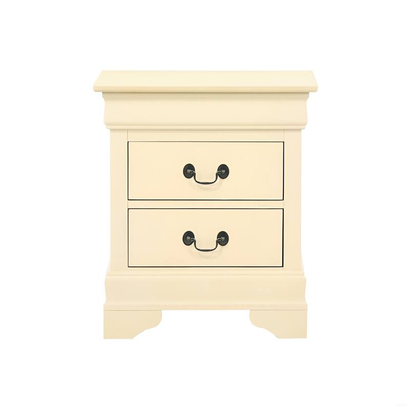 Classic Beige Nightstand with Two Drawers