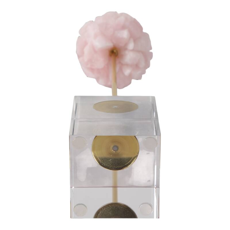 Metal Marble Decorative Sculpture Clustered Crystal Form on Cubic Base