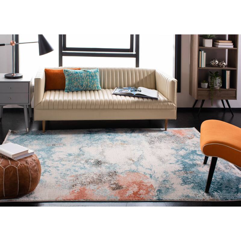 SAFAVIEH Shivan Lanie Modern & Contemporary Abstract Blue/Ivory Rug
