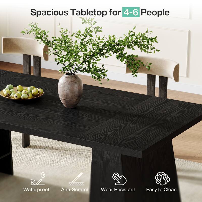 63 Inches Modern Black Rectangular Dining Table for Kitchen - 63" L x 31.1" W x 29.5" H