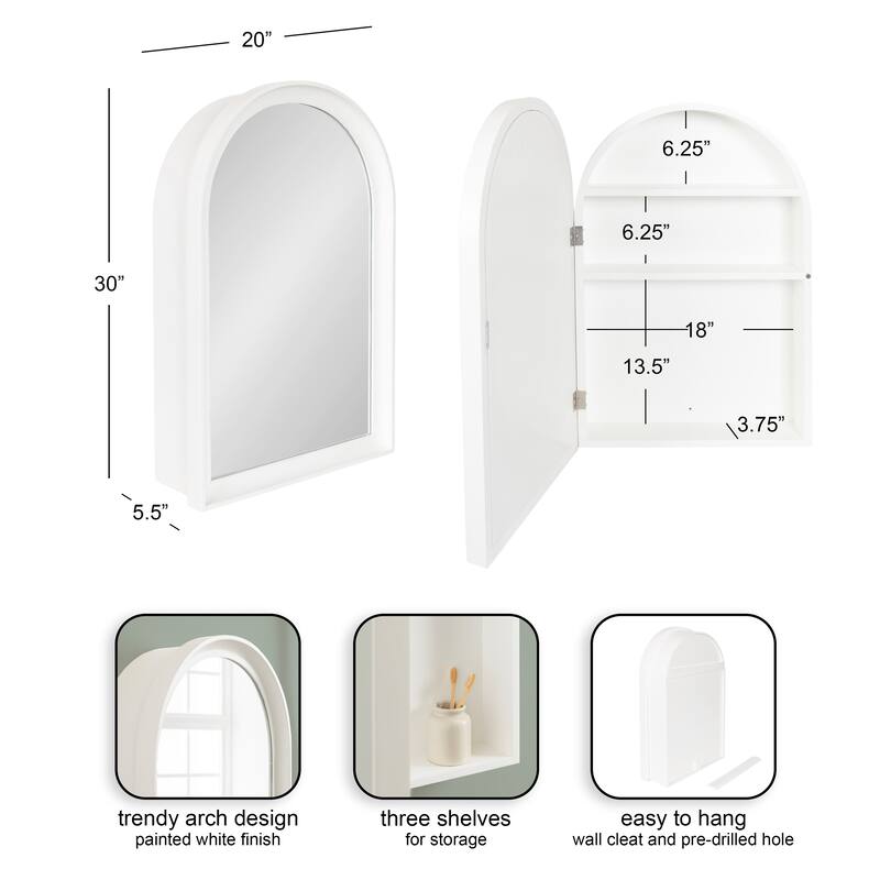 DesignOvation Herenshaw Arch Mirror Vanity Cabinet - 20x6x30