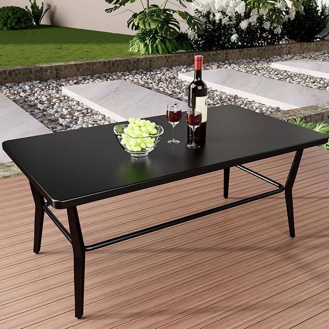 Kullavik Matte Black Full Iron Outdoor Rectangular Coffee Table