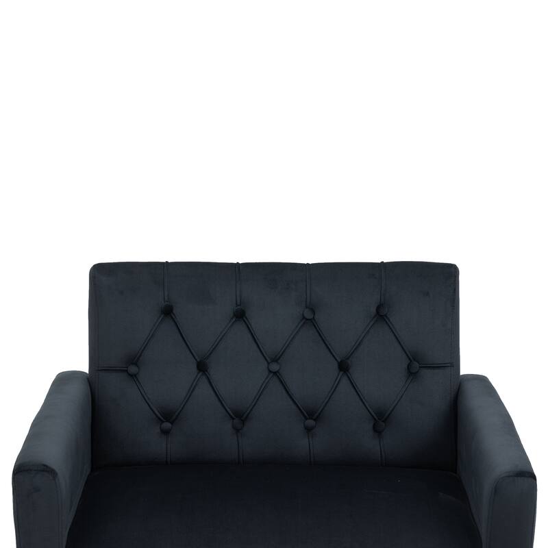 Velvet Upholstered Armchair Single Sofa Modern Tufted Reading Chairs Gold Metal Leg Wingback Chairs for Living Room Bedroom