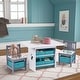 preview thumbnail 1 of 7, Kids Art Play Activity Table with Storage Shelf and Chair Set with Storage Baskets, Blue & Grey