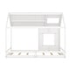 preview thumbnail 5 of 7, White Modern Pine Wood House Bed with Roof and Window, Sturdy Construction