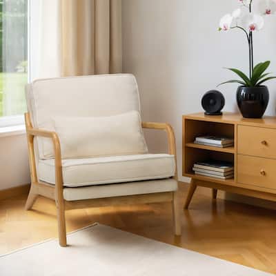 RENEWLINE Mid Century Modern Accent Chair with Lumbar Pillow
