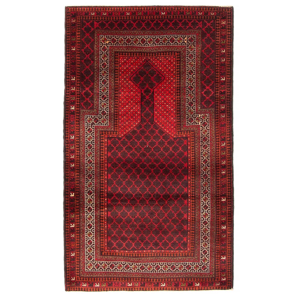 Teimani Red Rug 2'10" x 4'11" - 2'10 x 4'11