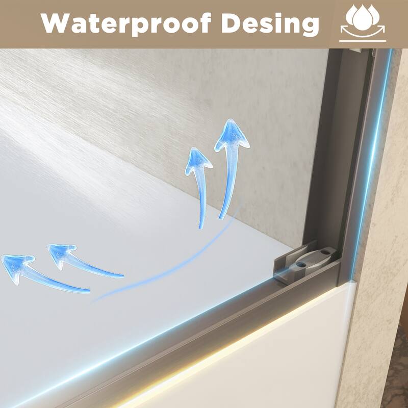 GDFStudio - Landon Modern Double-Sliding Tempered Glass Shower Door Set