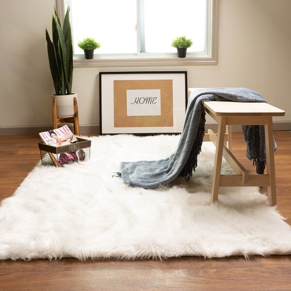 Silver Orchid Parrott Faux Fur Sheepskin Area Rug. Opens flyout.