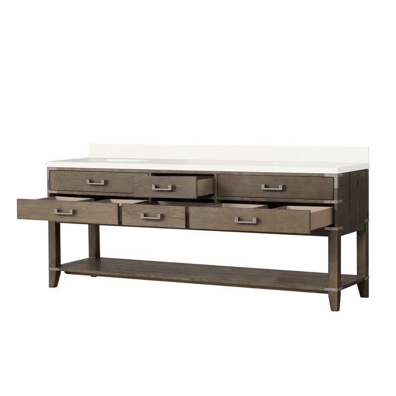 Norwalk 60 in W x 22 in D Black Oak Double Bath Vanity and Cultured Marble Top