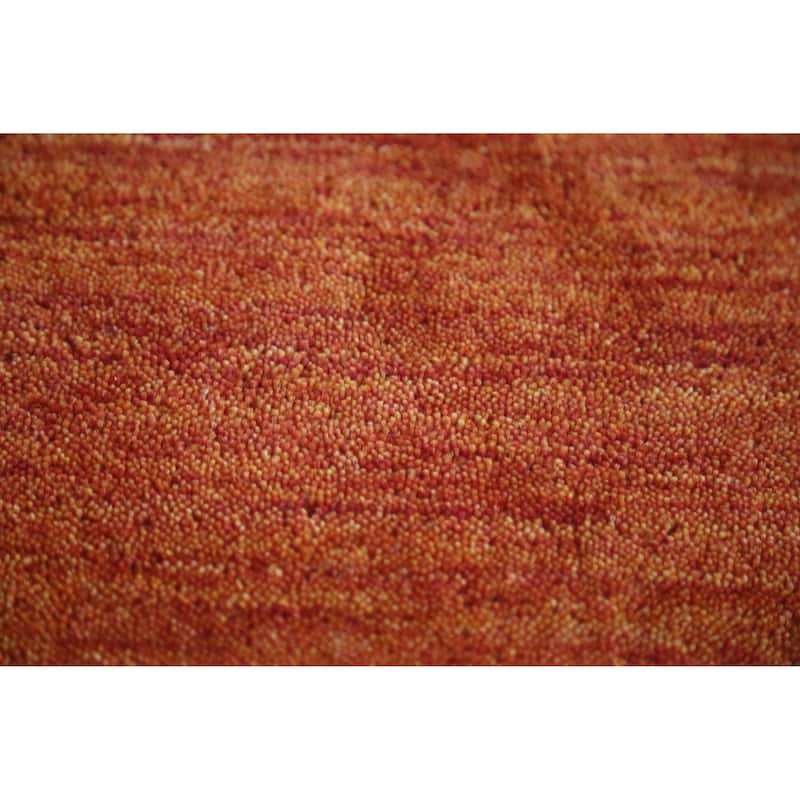 Tribal Orange Gabbeh Indian Rug Hand-Knotted Wool Carpet - 4'0" x 5'10"