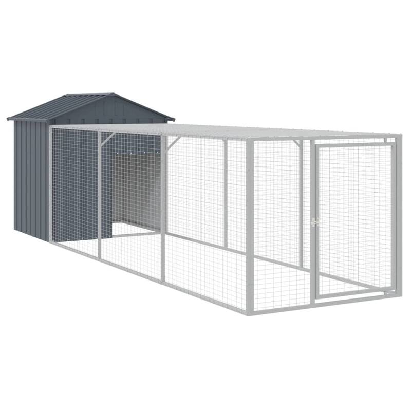 vidaXL Chicken Cage with Run Light Gray/Anthracite multisize Galvanized Steel