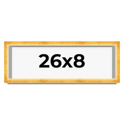 26x8 Shadow Box Frame Gold | 1.625 Inches Deep Real Wood Traditional
